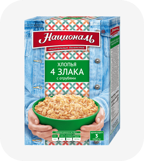 Хлопья 4 злака с отрубями