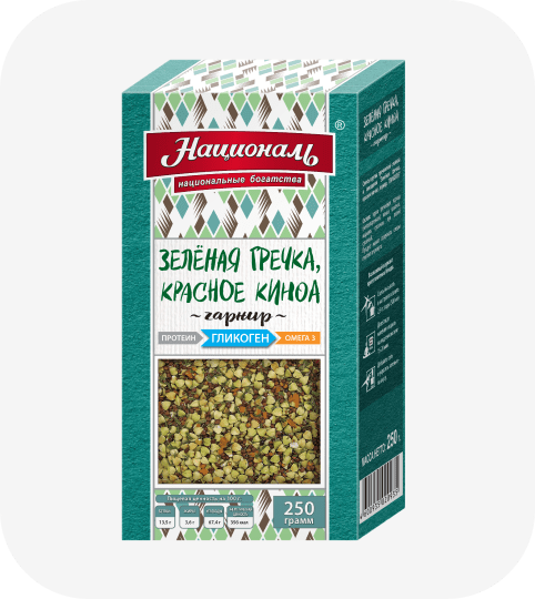 Гарнир: зелёная гречка, красное киноа